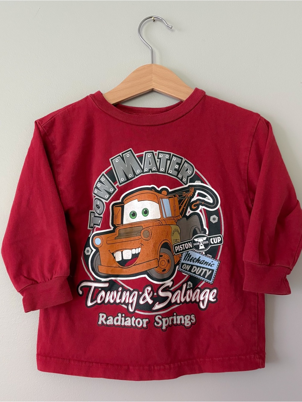 Disney Pixar Cars Tow Mater Red Long-Sleeve Tee for Kids